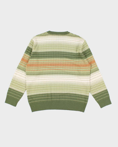 Vintage 90s Striped Green Wool Blend Jumper - XL