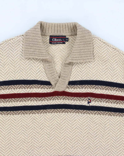 Vintage 80s Olzen Collared Wool Jumper - XL