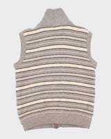 Vintage Mens Stripped Zip Up Knit Vest - M
