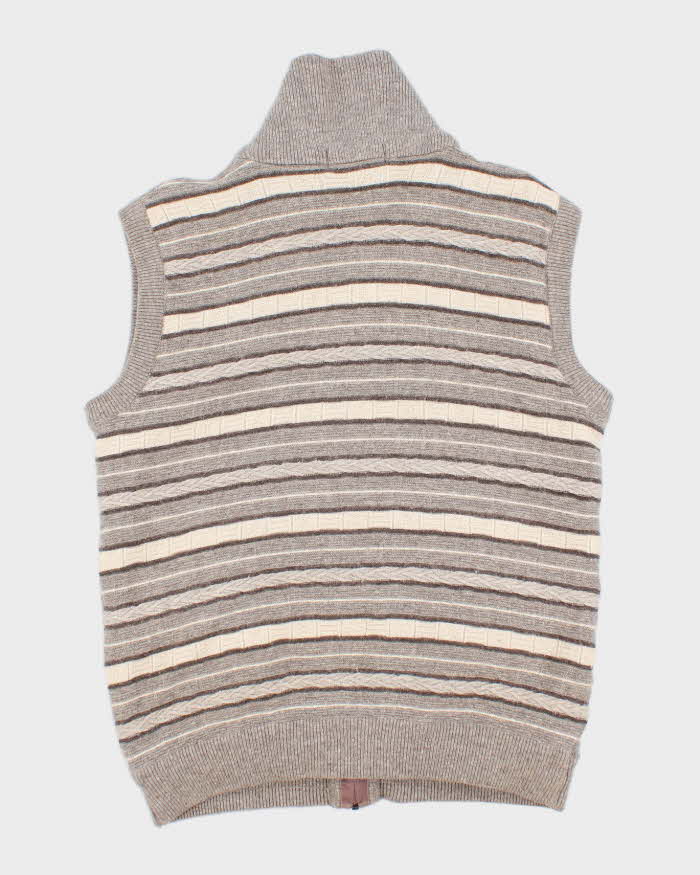 Vintage Mens Stripped Zip Up Knit Vest - M