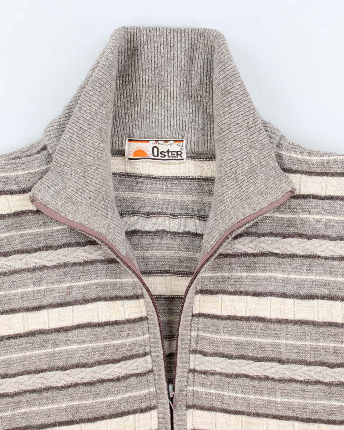 Vintage Mens Stripped Zip Up Knit Vest - M