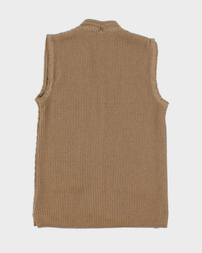 Mens Brown Chunky Knit Button UP Sweater Vest - M