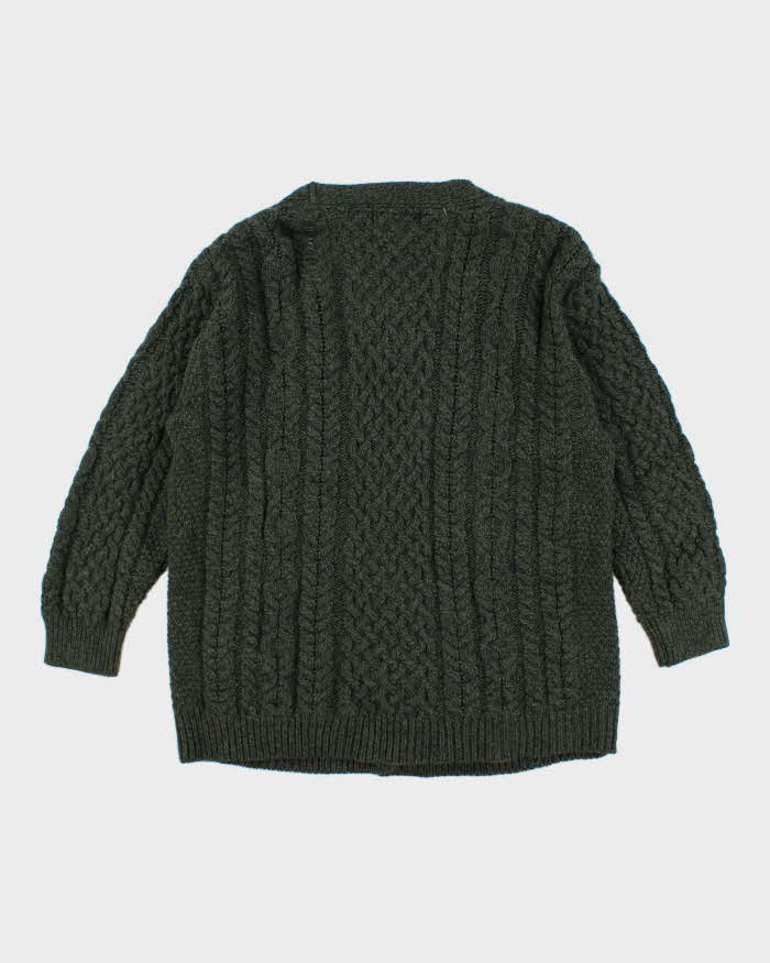 Vintage Men's Green Cable Knit Wool Sweater - L