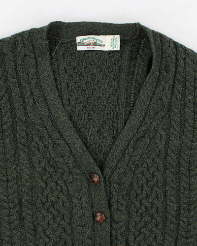 Vintage Men's Green Cable Knit Wool Sweater - L