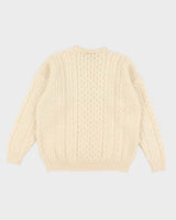 Vintagte 90s Carraig Donn Aran Wool Jumper - L