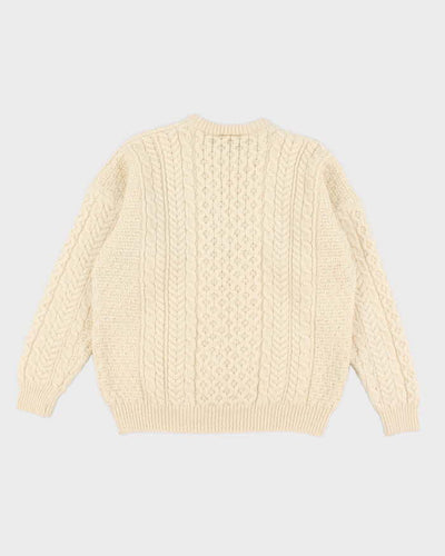 Vintagte 90s Carraig Donn Aran Wool Jumper - L