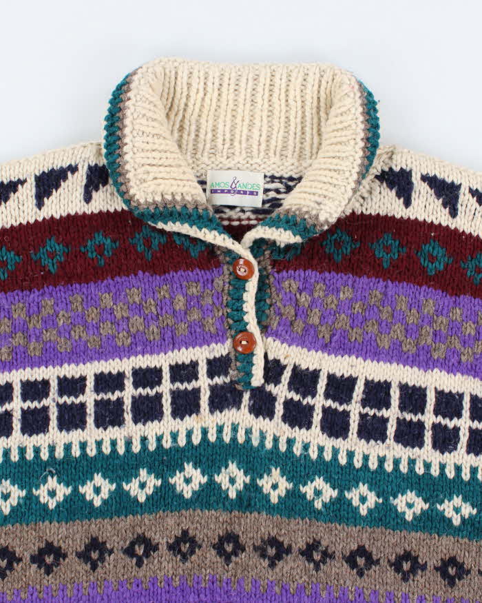 Vintage 90s Amos &amp; Andes Colourful Sweater - XL