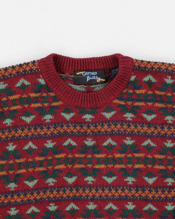 Vintage 80s Men's Oxford Blues Sweater - M