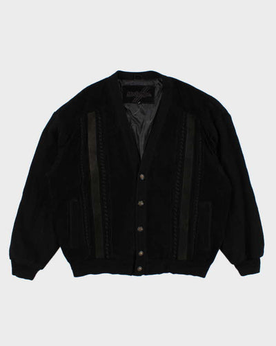 Vintage 80s/90s Modango Suede Panelled Knit Cardigan - XL