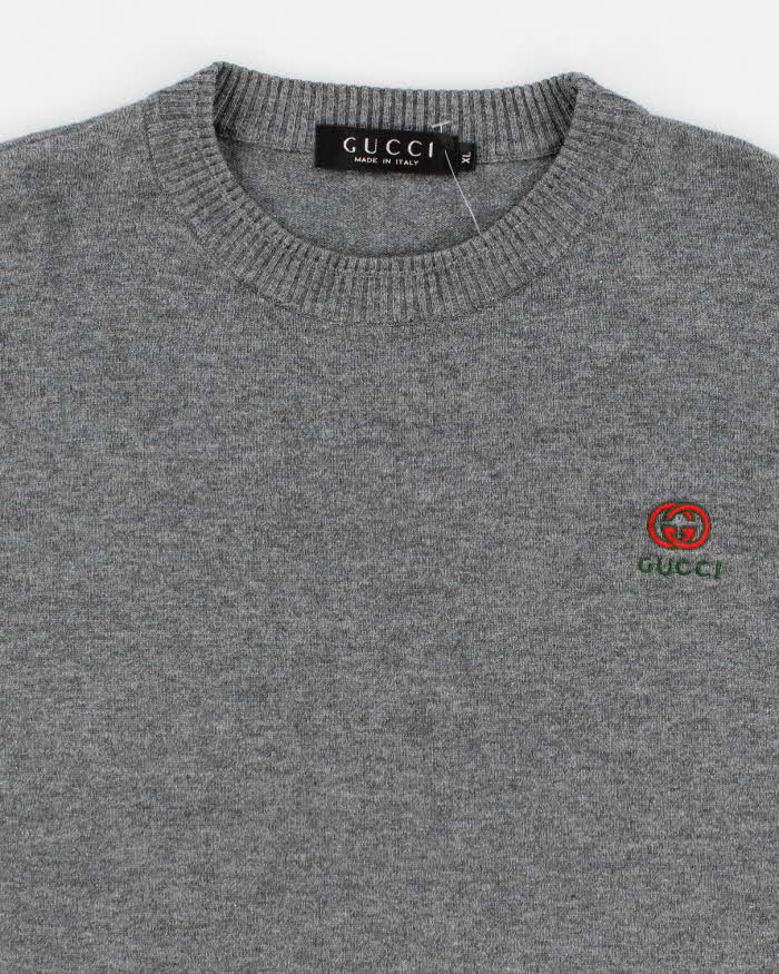 Early 00s Gucci Grey Knit Jumper - XL – Rokit