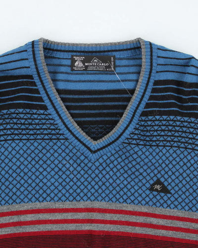 Mens 1990s Pure Wool Monte Carlo V-Neck Jumper - M
