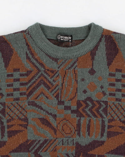 Vintage 80s Toroy Wool Blend Abstract Jumper - M