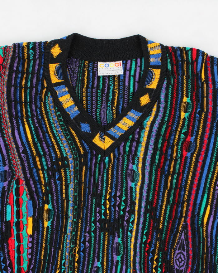 Vintage 80s Coogi Oversized Textured Patterned Jumper - L