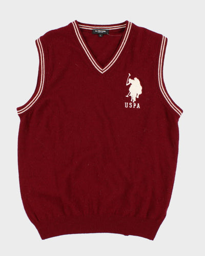 Vintage 90s U.S. Polo Assn Red Lambswool Vest - L
