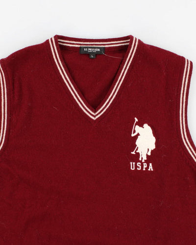 Vintage 90s U.S. Polo Assn Red Lambswool Vest - L