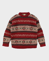 Vintage Patterned Chunky Wool Jumper - XXL