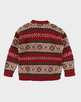 Vintage Patterned Chunky Wool Jumper - XXL