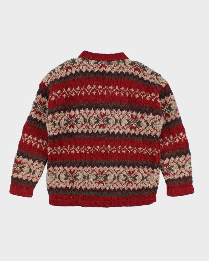 Vintage Patterned Chunky Wool Jumper - XXL