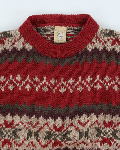 Vintage Patterned Chunky Wool Jumper - XXL