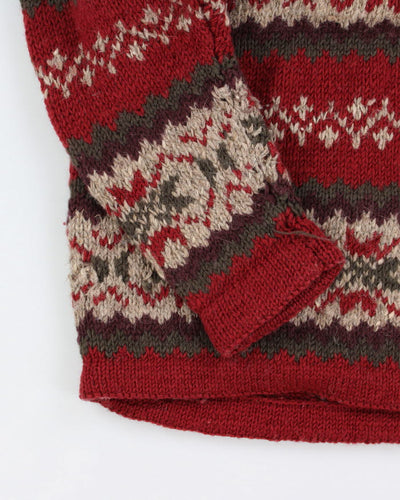 Vintage Patterned Chunky Wool Jumper - XXL