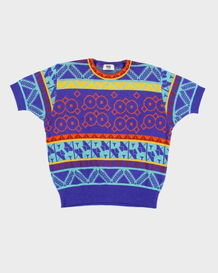 Vintage Modigliani Knitted Short Sleeve Pattern Top - L
