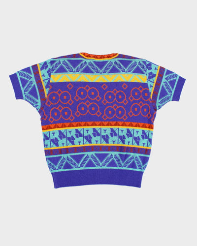 Vintage Modigliani Knitted Short Sleeve Pattern Top - L