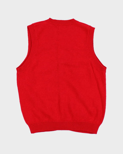 Vintage Tabi International Red Dog Knitted Button Up Sweater Vest - S