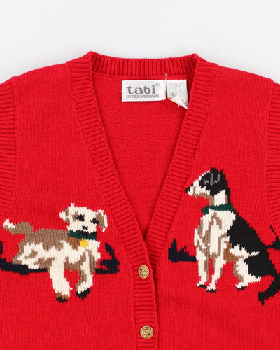 Vintage Tabi International Red Dog Knitted Button Up Sweater Vest - S