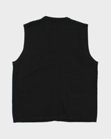 Vintage Tabi International Black Wool Button-Up Sweater Vest - M
