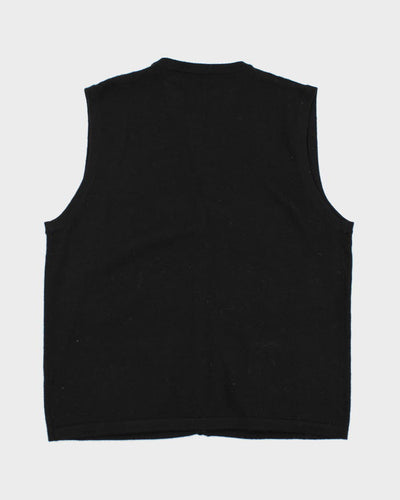 Vintage Tabi International Black Wool Button-Up Sweater Vest - M