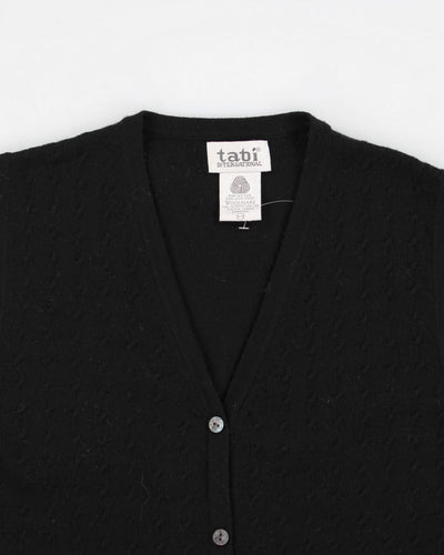 Vintage Tabi International Black Wool Button-Up Sweater Vest - M