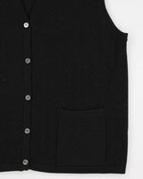 Vintage Tabi International Black Wool Button-Up Sweater Vest - M
