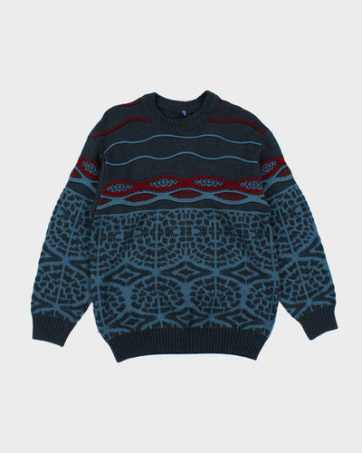 Vintage 90s Textured Blue Jumper - M/L