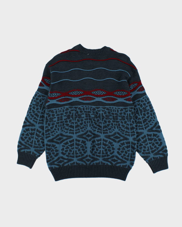 Vintage 90s Textured Blue Jumper - M/L