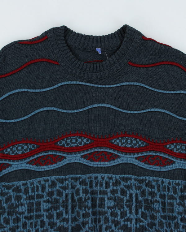Vintage 90s Textured Blue Jumper - M/L