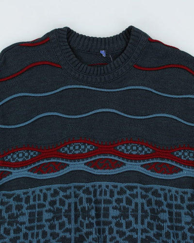 Vintage 90s Textured Blue Jumper - M/L