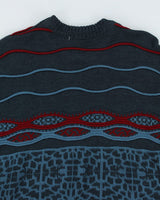 Vintage 90s Textured Blue Jumper - M/L