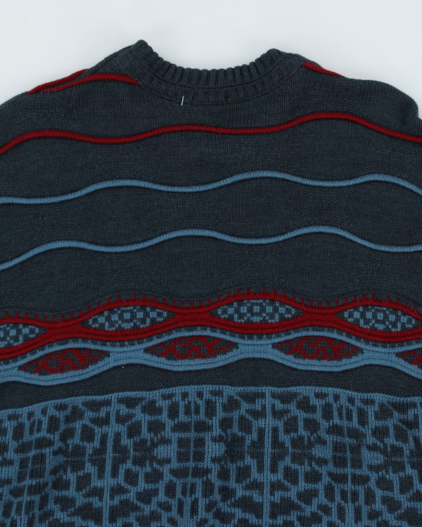 Vintage 90s Textured Blue Jumper - M/L