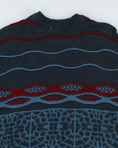 Vintage 90s Textured Blue Jumper - M/L