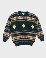 Vintage 90s Izod Chunky Knit Argyle Jumper - M