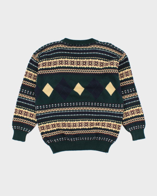 Vintage 90s Izod Chunky Knit Argyle Jumper - M