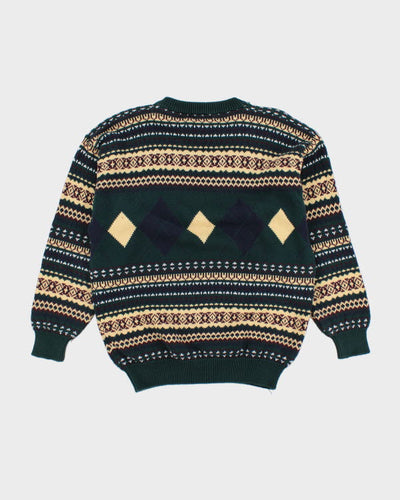 Vintage 90s Izod Chunky Knit Argyle Jumper - M