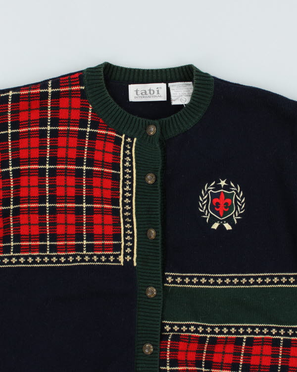 Vintage 90s Tabi International Tartan Detailed Cardigan - XS