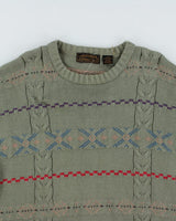 Vintage 80s Eddie Bauer Patterned Green Jumper - L