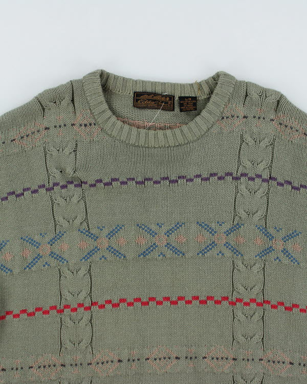 Vintage 80s Eddie Bauer Patterned Green Jumper - L