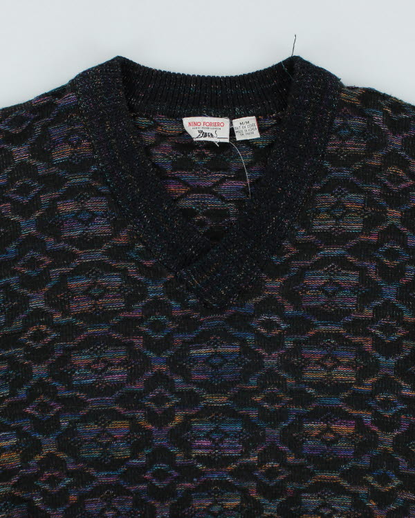 Vintage 80s/90s Nino Foriero V-Neck Knit Jumper - M