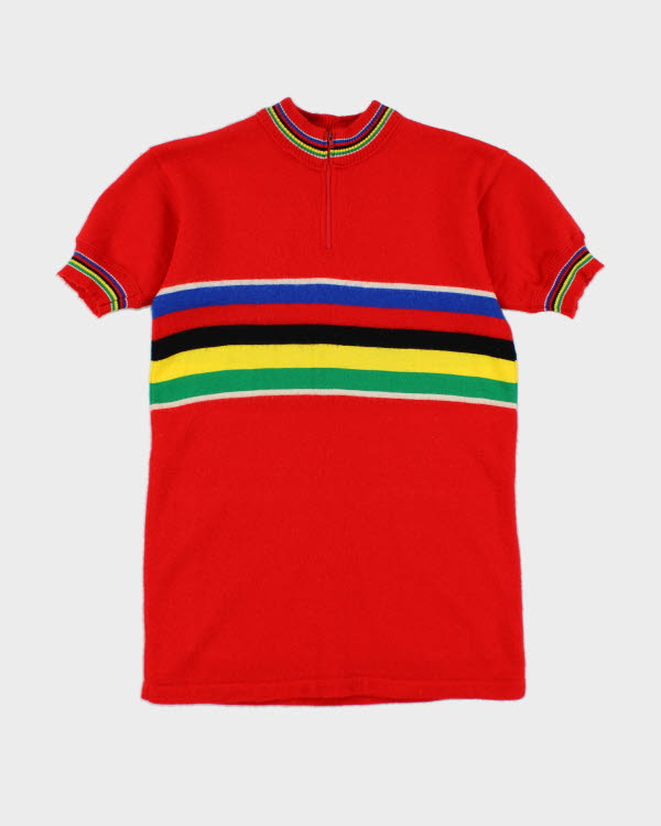 Vintage 80s Wool Short Sleeve Cycling Jumper - S