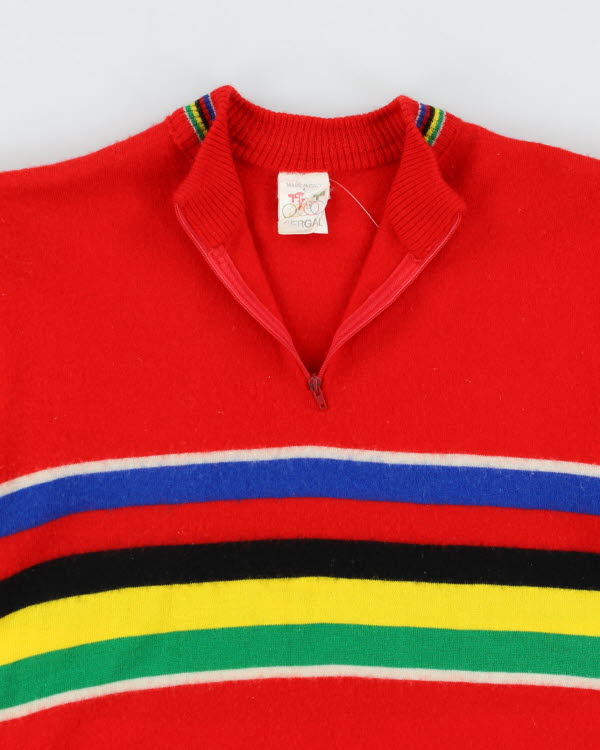 Vintage 80s Wool Short Sleeve Cycling Jumper - S