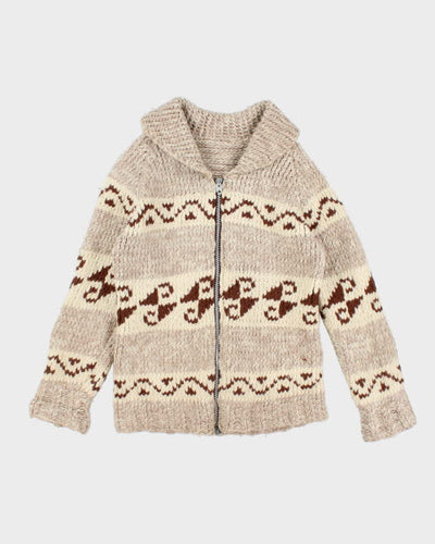 Vintage 80's Patterned Cowichan Zip Up Cardigan - L