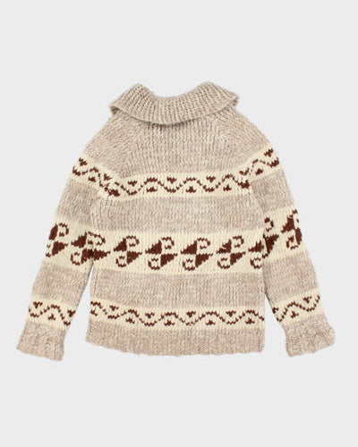 Vintage 80's Patterned Cowichan Zip Up Cardigan - L